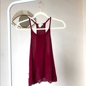 LA Hearts Maroon Tank w/Lacy Bottom